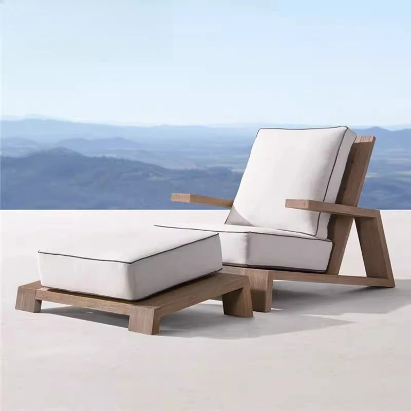 Outdoor courtyard sofa chair Waterproof and sunscreen Open-air courtyard solid wood leisure chair