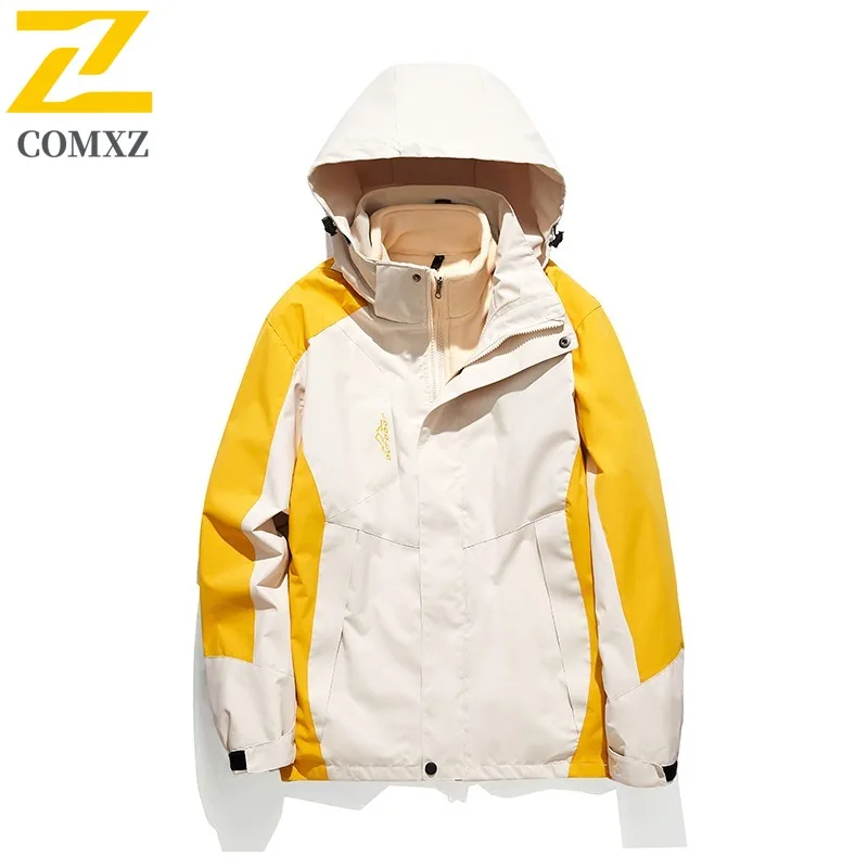 

Men Jacket 2025 3 In 1 Warm Winter Windproof Ski Hiking Travel Detachable Hood Coat Thermal Lining Outdoor Sports Work Jackets