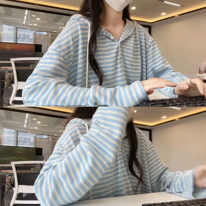 Nieuwe dameshoodie Modestreep Vroege herfst dopamine los en lui Modieus en veelzijdig stijljack Damestop