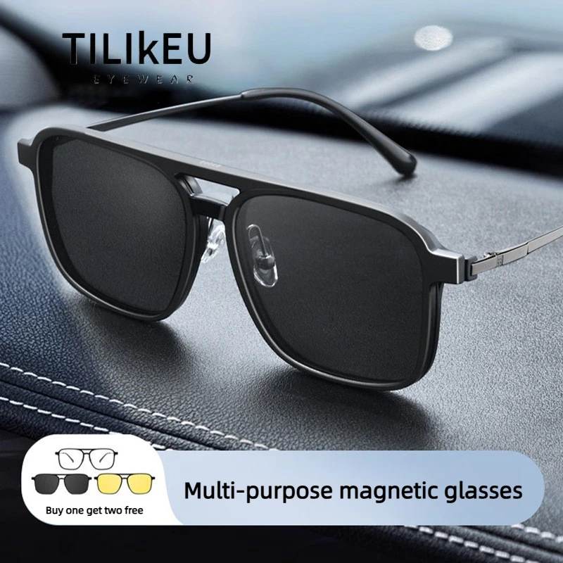 

Солнцезащитные очки в американском стиле «Авиатор» с двойной магнитной перемычкой, для дневного и ночного использования, мужские, для вождения, антибликовые, поляризационные, женские, UC400