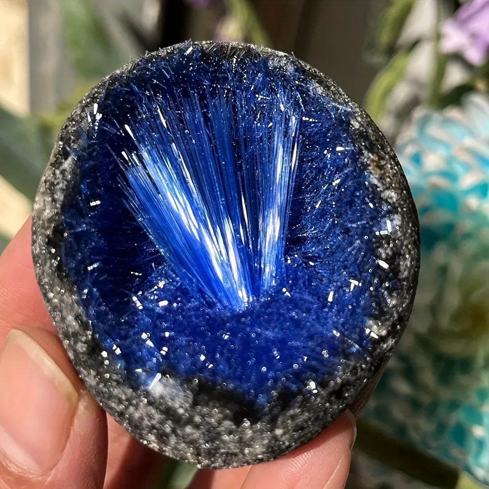 Blue Geode iron ore Phosphorus Magnesium Mine Crystal,Flash Royalblue Geode Mineral Specimen Energy Gemstone Crystal Collectors