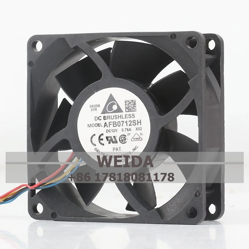 Delta AFB0712SH Chassis Fan 12V 0.76A 7CM 70x70x25MM Double Ball Bearing High Airflow Computer Case Fan for Heat Dissipation