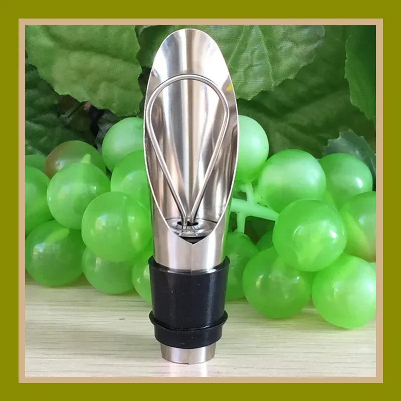 Stainless Steel Liquor Aerating Decanter Pourer Spout Flow Wine Bottle Bar Tools with Stopper Set