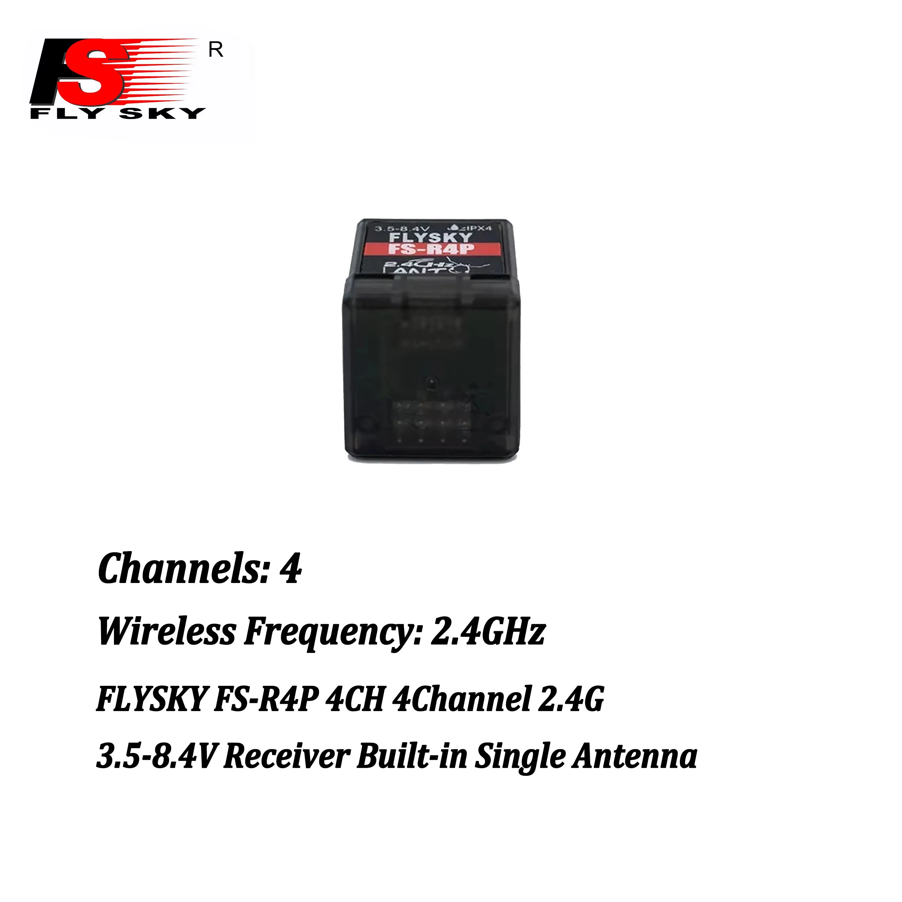 FLYSKY FS-R4P 4CH 4Channel 2.4G 3.5-8.4V Receiver Built-in Single Antenna for RC Car FS-G7P Transmitter Remote Control Toy Parts