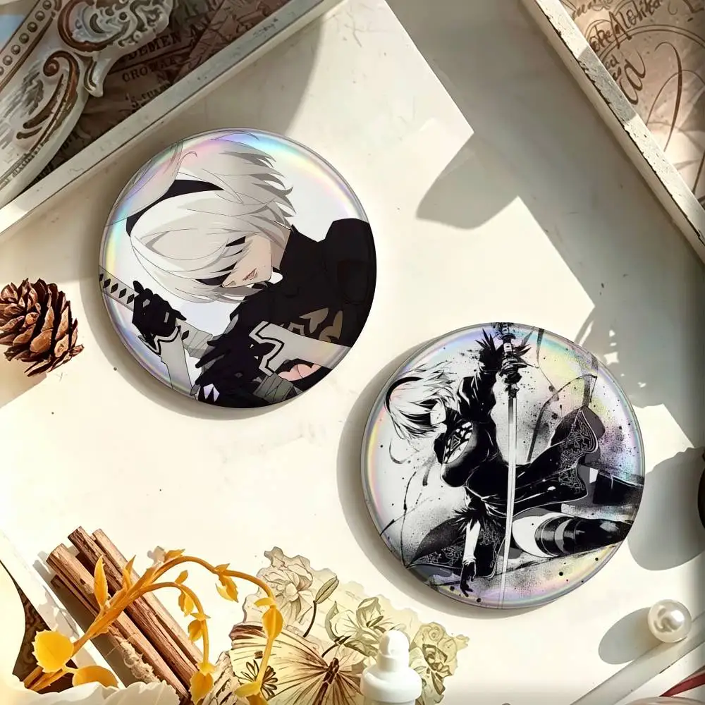 Silver hair YoRHa 2B NieR Enamel Pin Tinplate Round Brooch Cosplay Nijigen Otaku Culture Badge 25mm 32mm 44mm 58mm