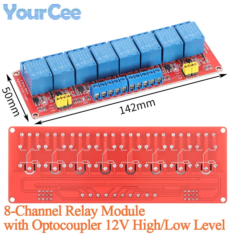 1 2 4 6 8 16-Channel Optocoupler Isolation Relay Module DC 3.3/5/12/24V High Low Level Trigger Relay Drive Switch Control Board