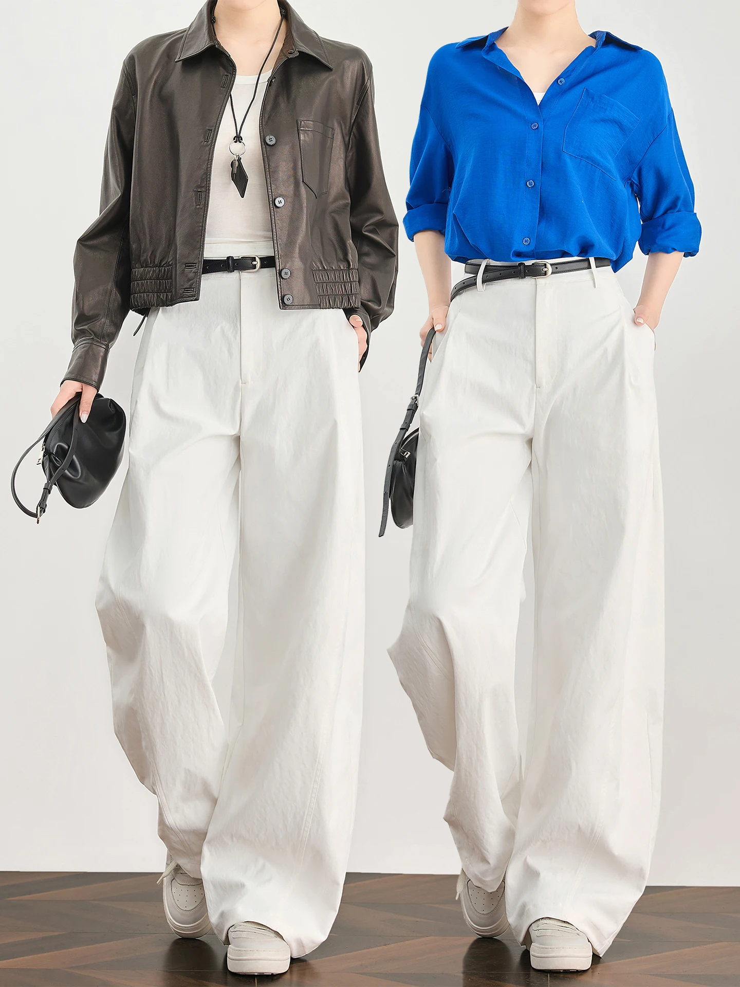 

Белые женские повседневные брюки с высокой талией, свободного кроя, с эффектом похудения, драпированные, широкие, комфортные, дышащие, из полиэфирного волокна