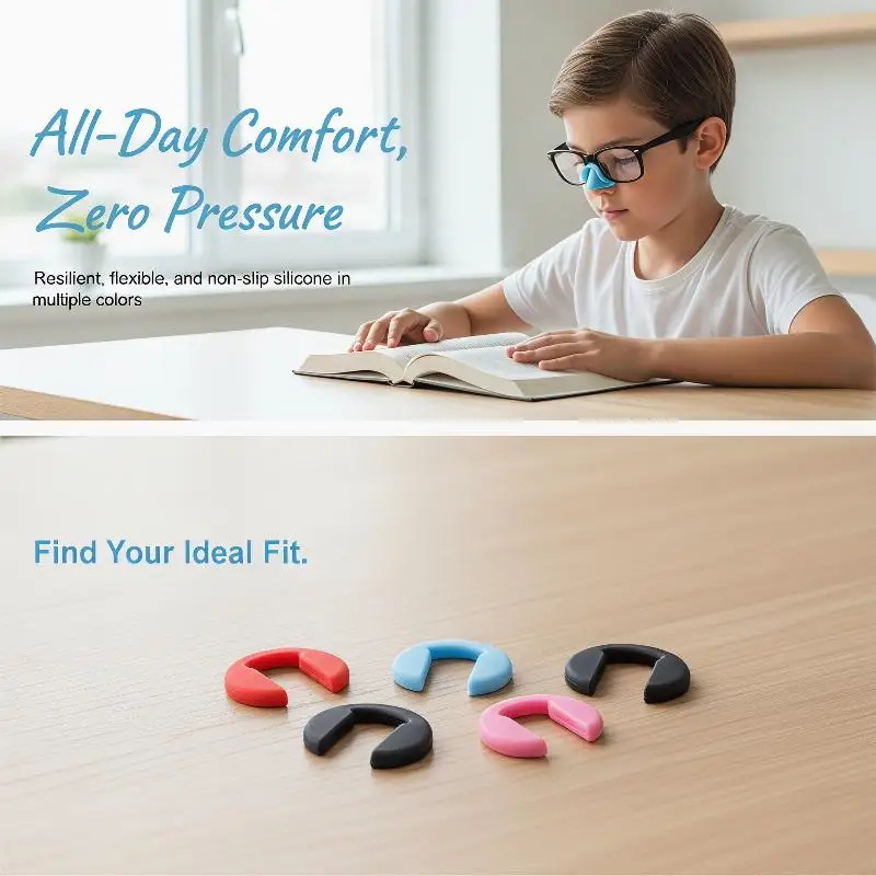 5Pcs Colorful U Shaped Silicone Conjoined Children's Eyeglass Soft Nose Pads For Glasses Anti-Slip Insert Nose Pad