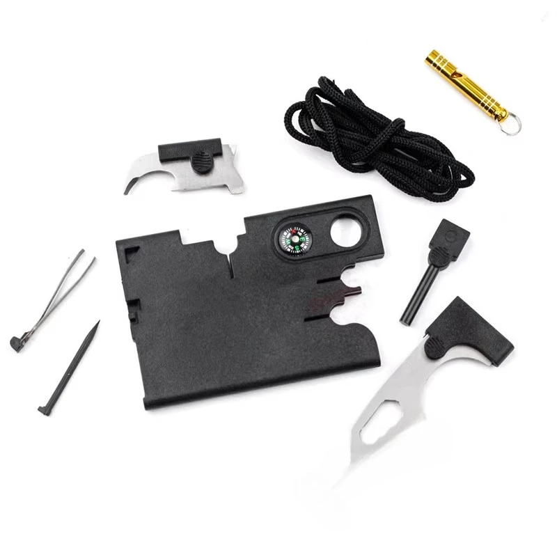 

Outdoor Multifunctional 18 in 1 Combination Tool Emergency Survival Card Convenient Box Camping Portable Rescue EDC Pocket Tool