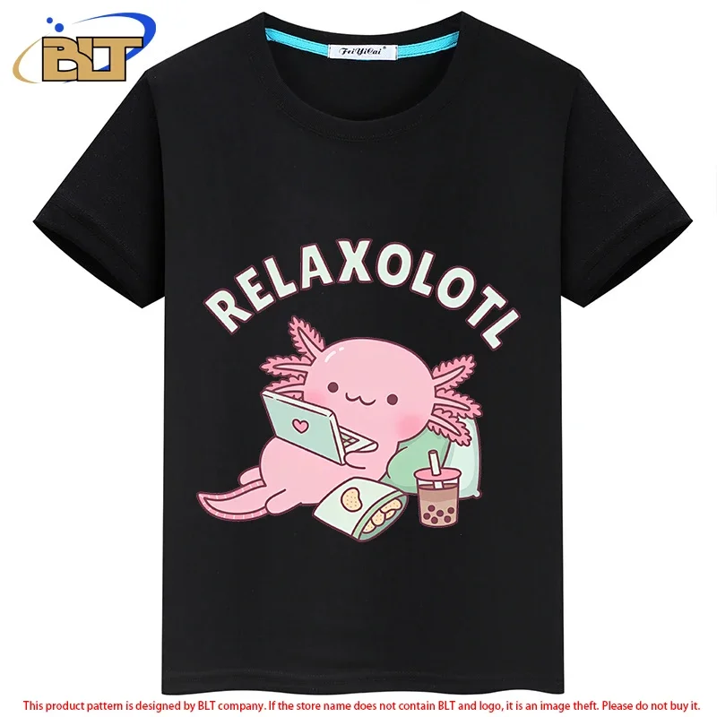 Śliczny relaksuje dużo Axolotl zabawny kalambur dzieci t-shirt letnie dziecięce bluzki z krótkim rękawem dla chłopców i dziewcząt