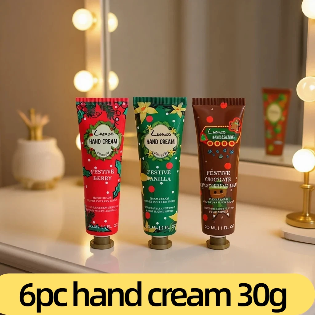 6 шт. Рождественский крем для рук для женщин, ежедневный уход за руками, дорожная сумка, прочный увлажняющий крем, увлажняющий питательный уход за руками, 30 мл