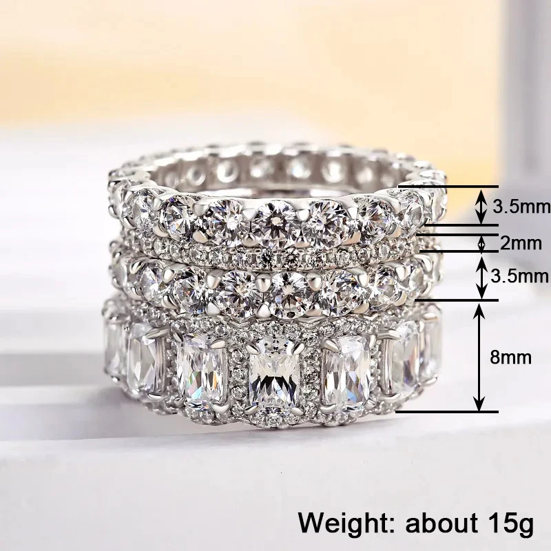 Huitan رائع النساء خواتم الزفاف 4 قطعة مجموعة الموضة الحديثة خواتم الإناث لحفلة الخطوبة تألق تشيكوسلوفاكيا جديد عصري مجوهرات