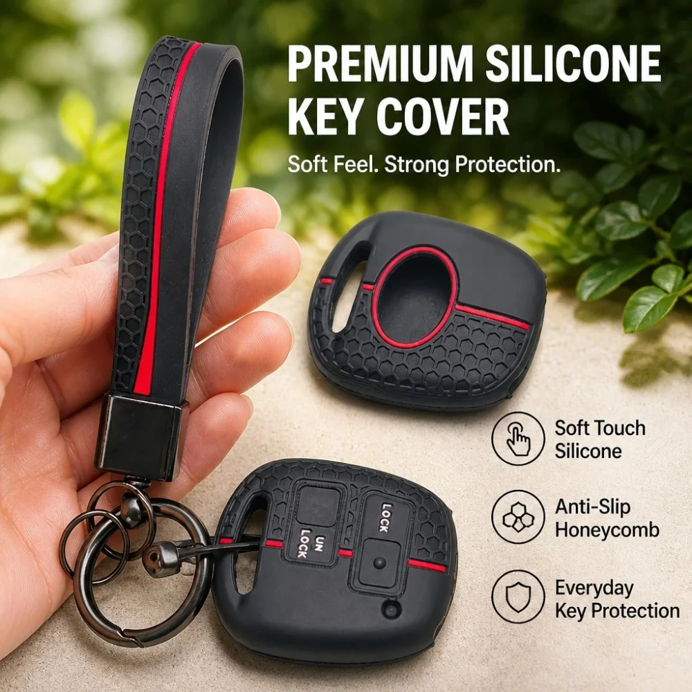 2 Button Silicone Key Fob Cover with keychain for Toyota Camry Prado, Fits Toyota Camry Cruiser RAV4 Prado FJ Previa Echo HiAce