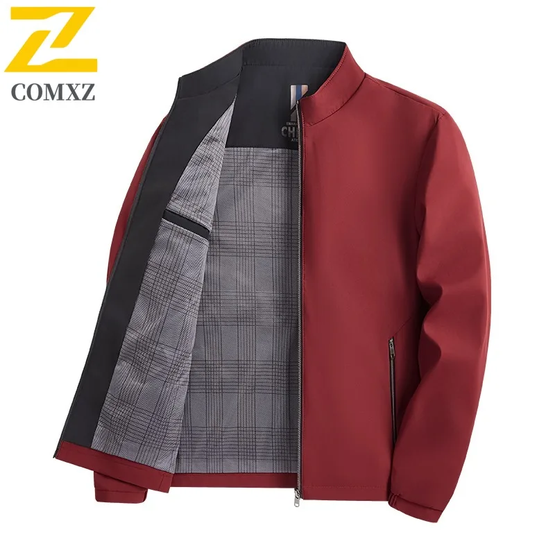 COMXZ Men Autumn Jacket Lightweight Commuting Office Motorcycle Jackets Premium Stand Collar Cozy Wind Resistant Clothing
