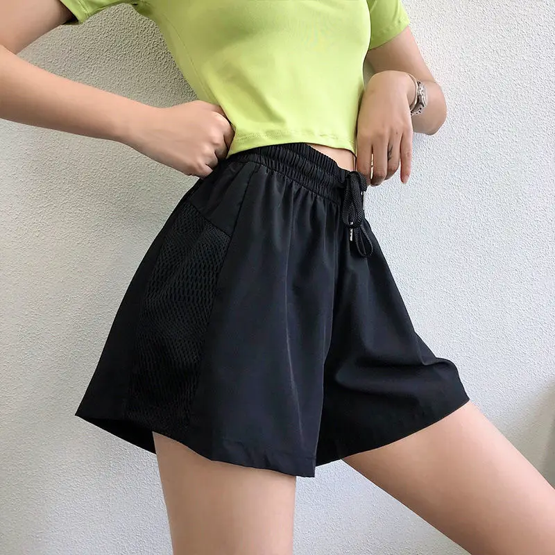 Summer outdoor wear thin anti glare sports yoga loose casual high waist quick drying running fitness safety shorts for women