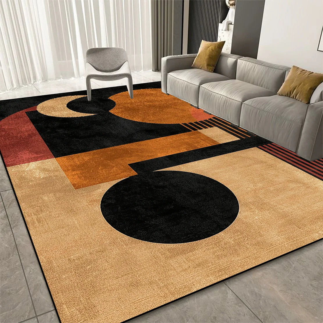 Nordic Geometry Carpet for Living Room Abstract Decoration Home Light Luxury Sofa Area Rug Easy Clean Bedroom Non-slip Floor Mat