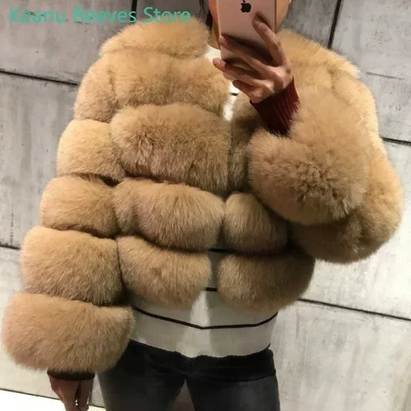 NEW Long Sleeve Faux Fur Coat 2025 Winter Women Fashion Thick Warm Fuzzy Coat Outerwear Female Gray/Black Fake Fur Jacket