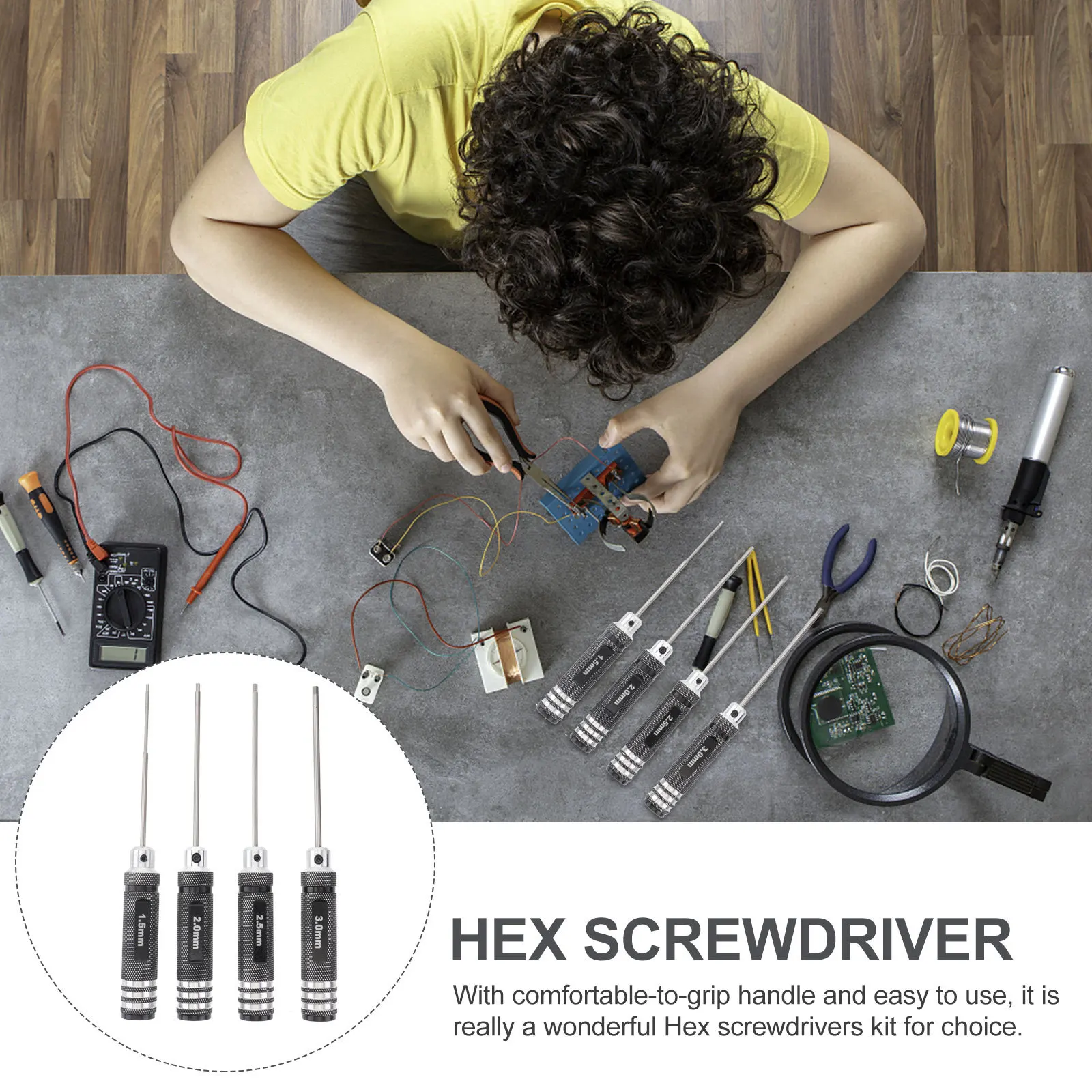 

4Pcs Metric Hexagonal Screwdriver Kit Strong Steel Construction for Electronics Disassembly Smooth Handle Screw Drivers Set