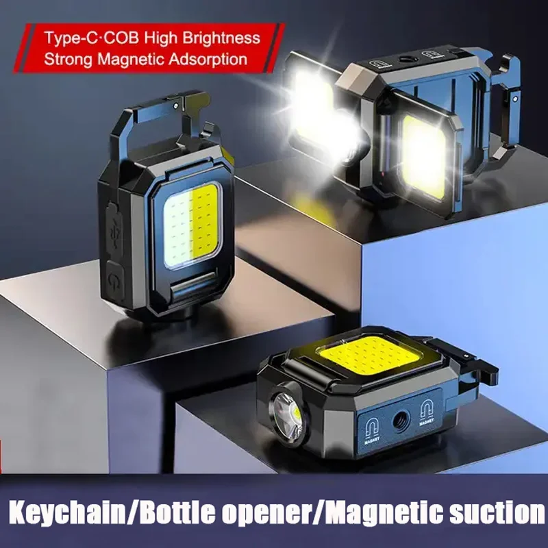 

USB-зарядка, фонарь для экстренных случаев, многофункциональный мини-светильник COB, брелок с сильным магнитом, для ремонта, работы на открытом воздухе, походов