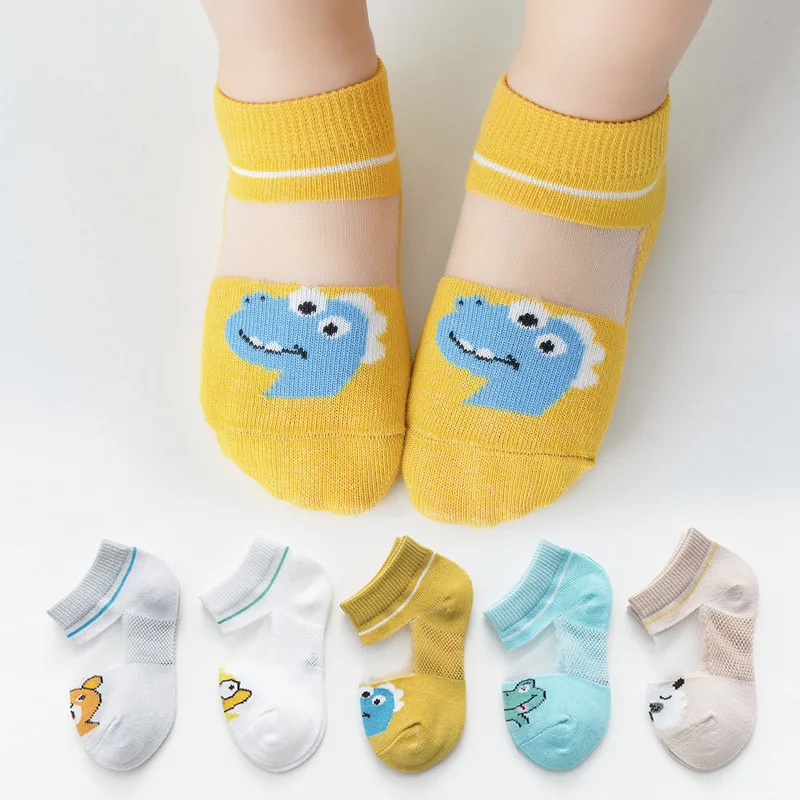 5 Pairs of Summer Thin Boys and Girls Cartoon Cute Fashion Student Children Everything Lace Mesh Breathable Socks