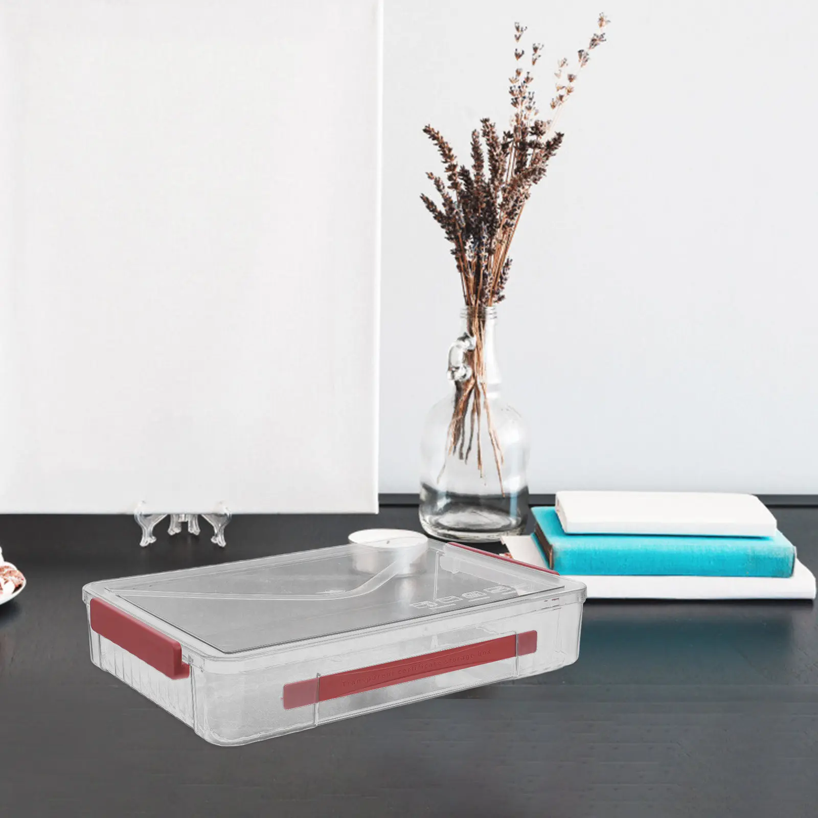 Clear Portable Pet Document Storage Box Latch Handle Waterproof File Box Document Organizer Certificate Storage