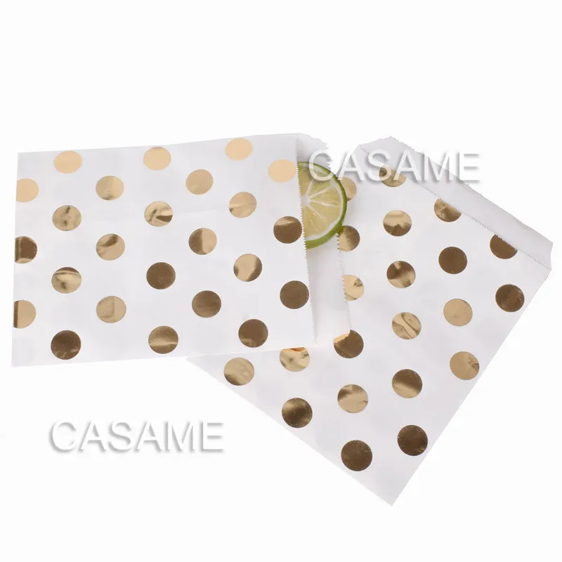 10pcs/pack 18cm Gift Bags Paper Pouch Rose Gold Paper Food Safe Bags Birthday Wedding Party Favors Gift Bags Packing for Guests