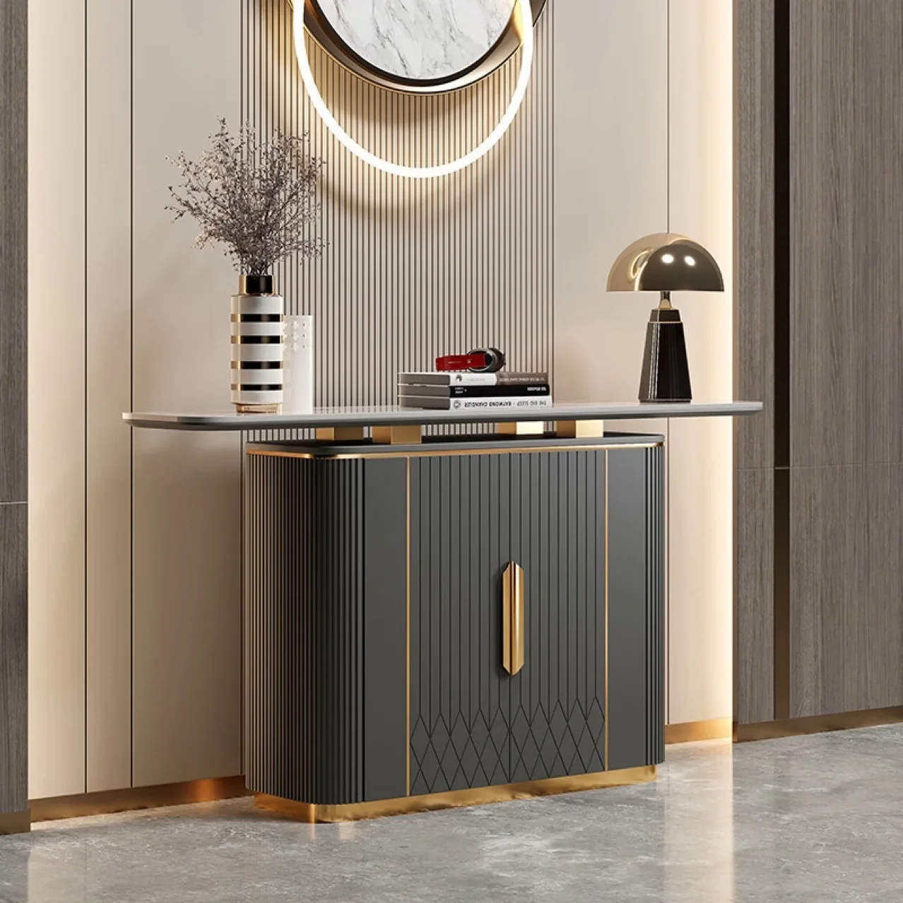 A light luxury porch cabinet rock slab partition porch modern simplicity