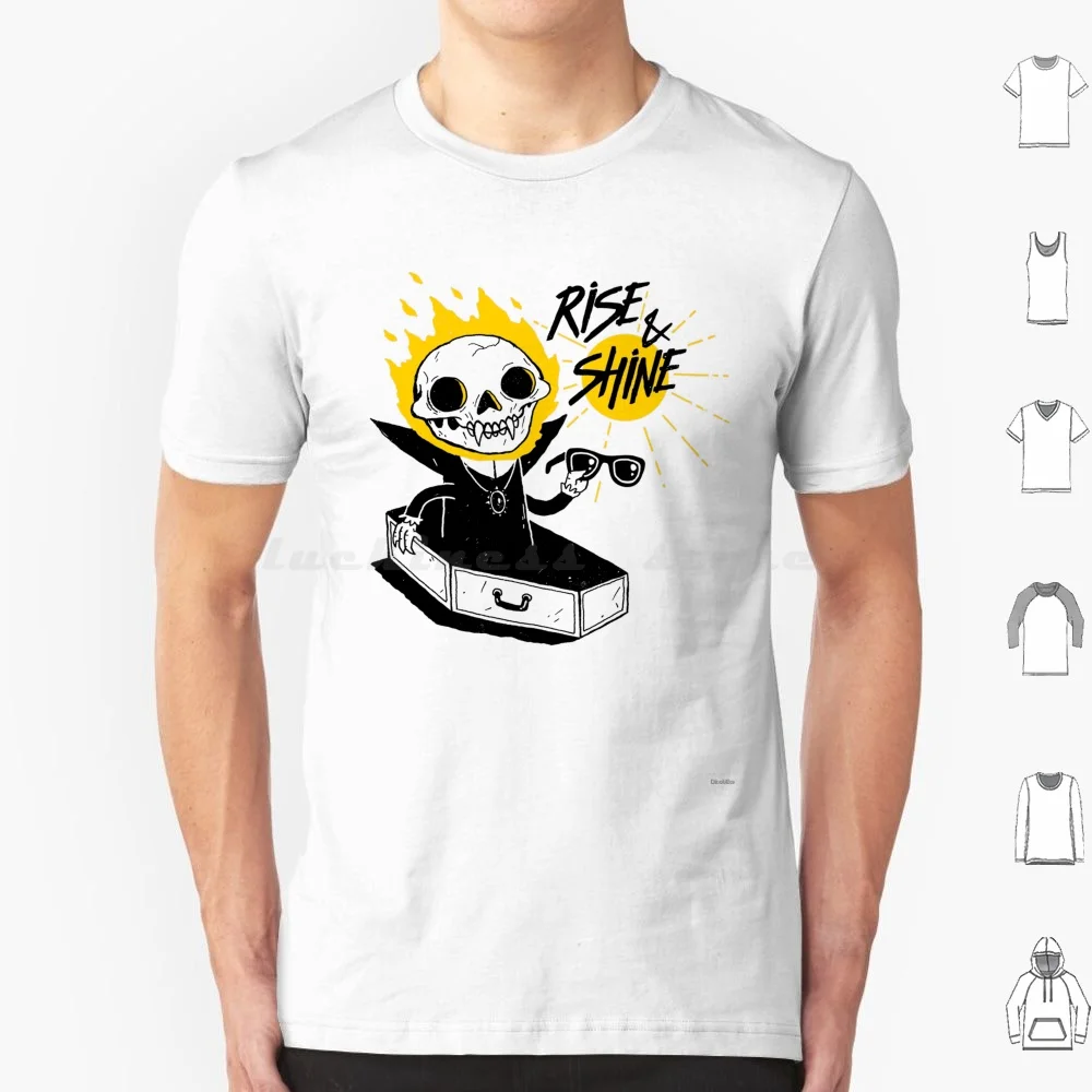 Rise And Shine T Shirt Cotton Men Women DIY Print Dracula Vampire Summer Monster Spooky Sun Coffin Skull Skulls Horror
