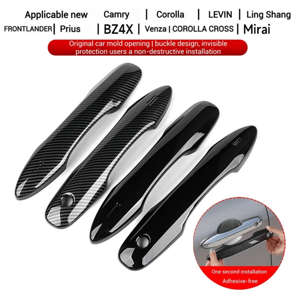4pcs Car Door Handle Cover For Toyota Camry Corolla LEVIN COROLLA CROSS No Tape Required, Full Coverage,ABS Material Accessories