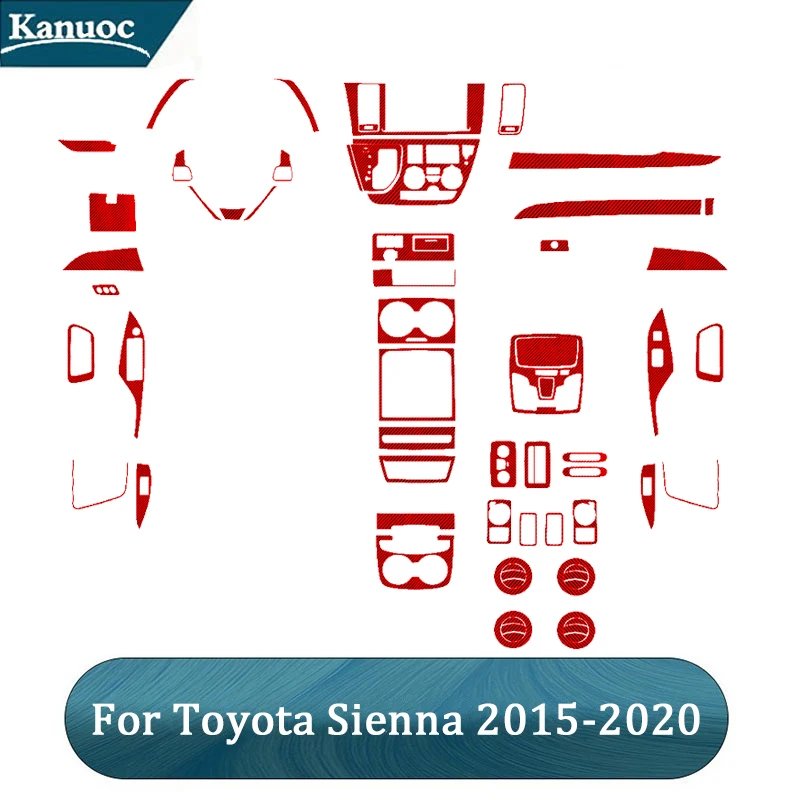 

Carbon Fiber Red Car Stickers For Toyota Sienna 2015-2020 Car Interior Parts Styling Accessories Cup Holder Covers
