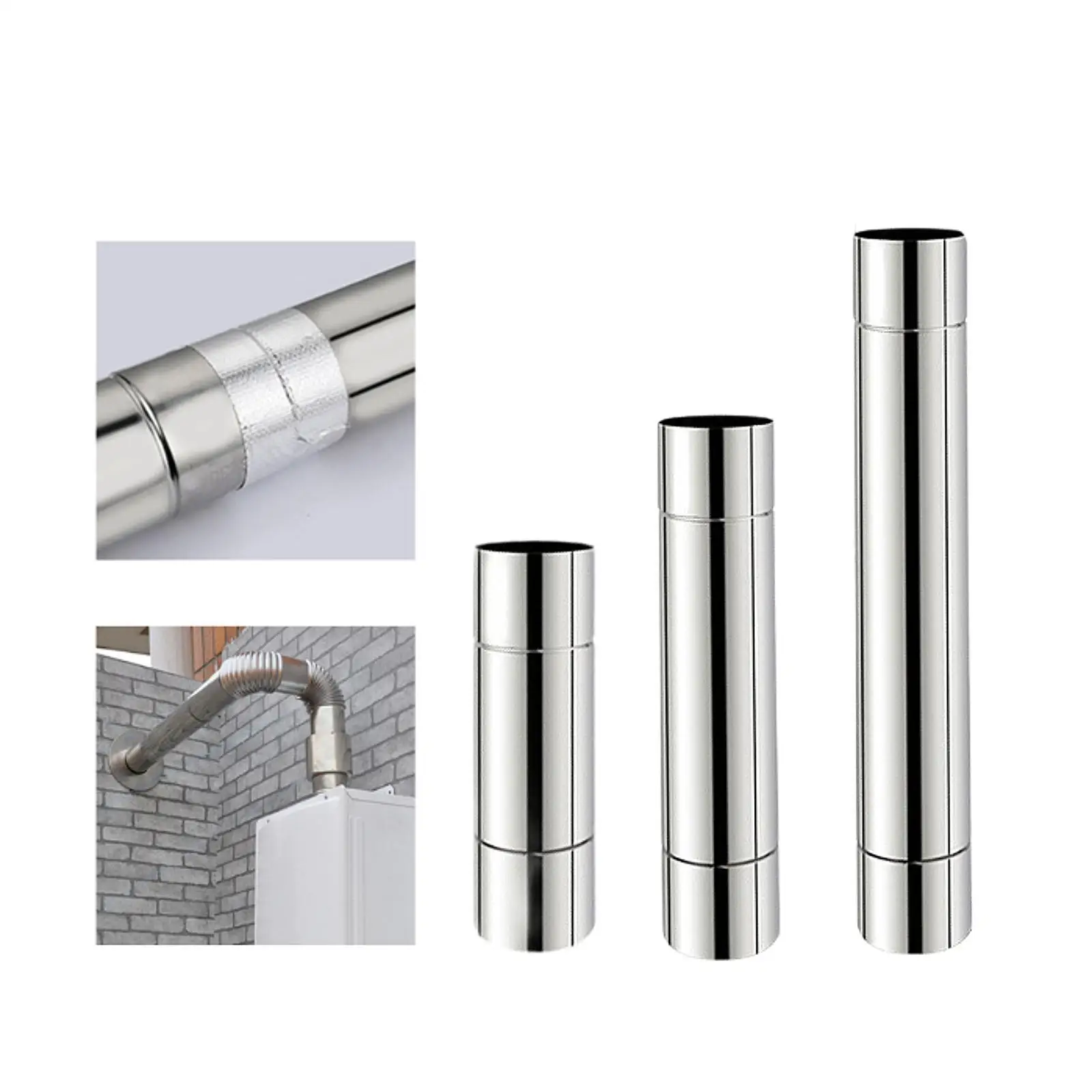 Conducto de tubo de ventilación del calentador, tubo recto de 2,36 pulgadas de diámetro, tubo de escape, accesorio de caldera de Gas para chimenea, fácil de instalar y resistente