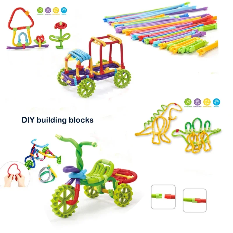 Marble Runs DIY Creative Design Blocks Toy kids Educational 3DAssembly Building Stick Toys Cartoon animal Blocks Children Gifts