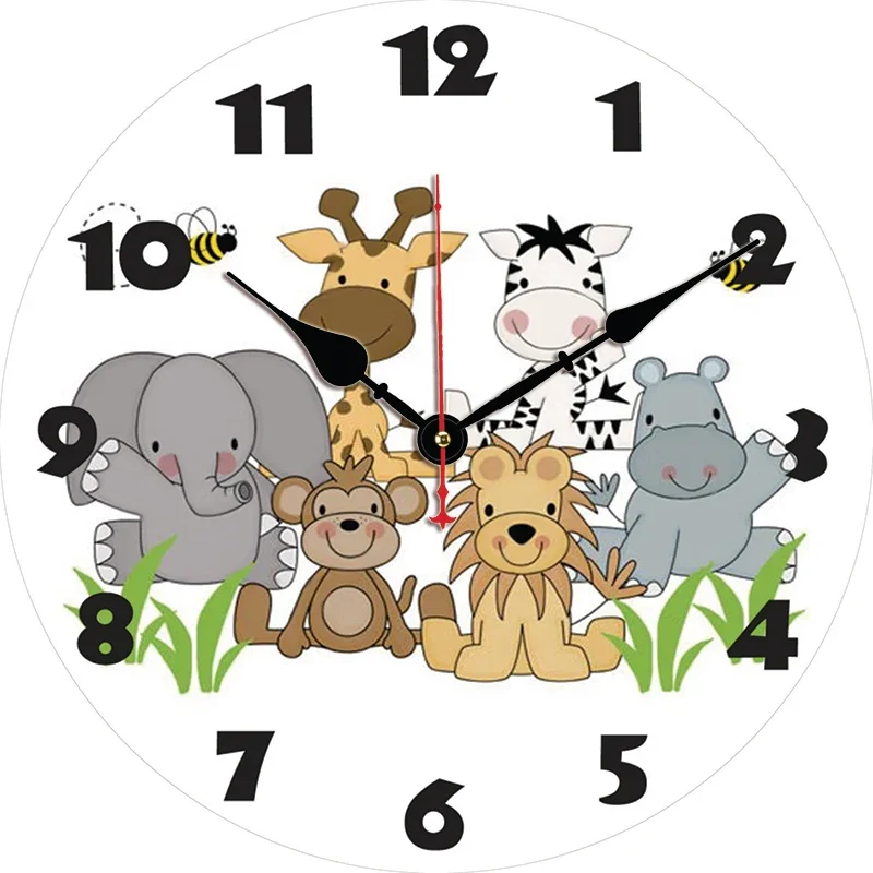 Cartoon Animal Custom Large Clock Living Room Home Decor Round Wall Clock Quartz Table Clock Children Bedroom Wall Decoration