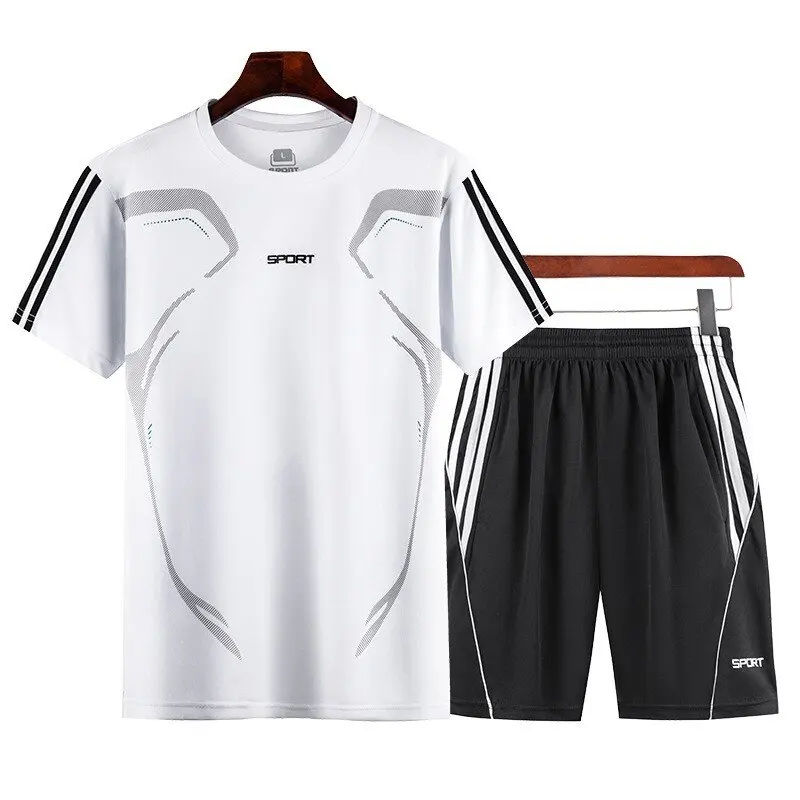 2026 Men Quick‑Dry Sport 2‑Piece Set, Short Sleeve T‑Shirt+Shorts, Breathable Athletic Tracksuit For Running Fitness Training