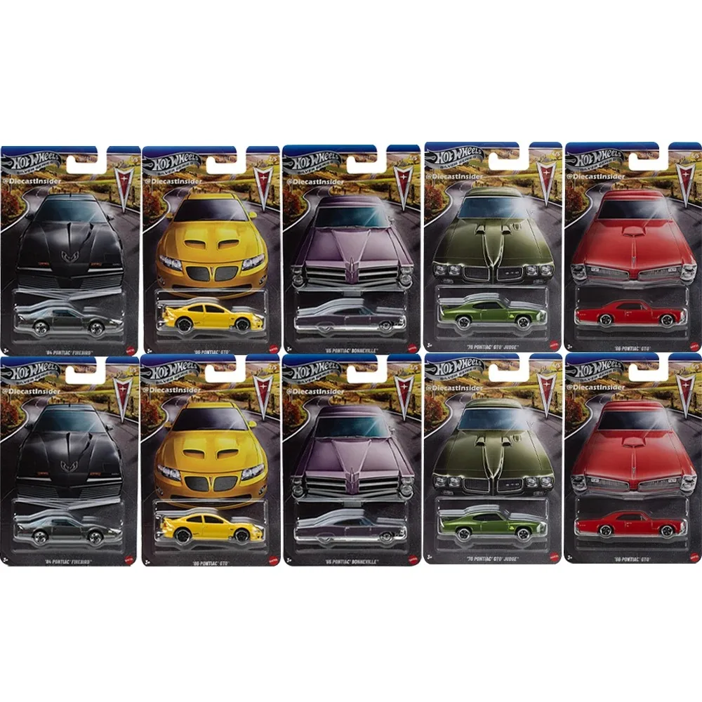 Coche Hot Wheels auténtico serie plateada Pontiac, juguetes para niños 1:64 Diecast Firebird GTO Judge Bonneville, modelos de vehículos, regalo de cumpleaños