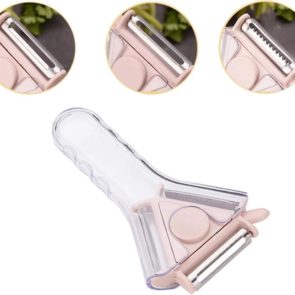 مقشرة ومبشرة مطبخ اقتصادية 3 في 1 - قطاعة خضروات وفواكه دوارة، مقشرة وتقطيع، أداة مطبخ متعددة الأغراض #1