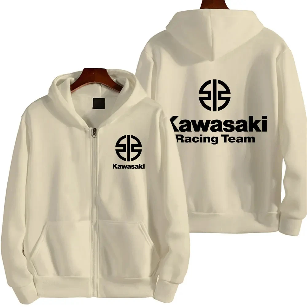 24-25 New Kawasaki Racing Team Logo Men\'s Zipper Hoodie Spring and Autumn Fashion Oversized Sports Shirt Women\'s Jacket Coat