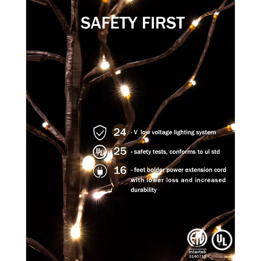 مجموعة شجرة ضوء النجوم 4 أقدام 5 أقدام و6 أقدام مع 128 216 256 مصابيح LED بيضاء دافئة لديكور العطلة قابلة للتعتيم معتمدة من UL مقاومة للماء مثالية f