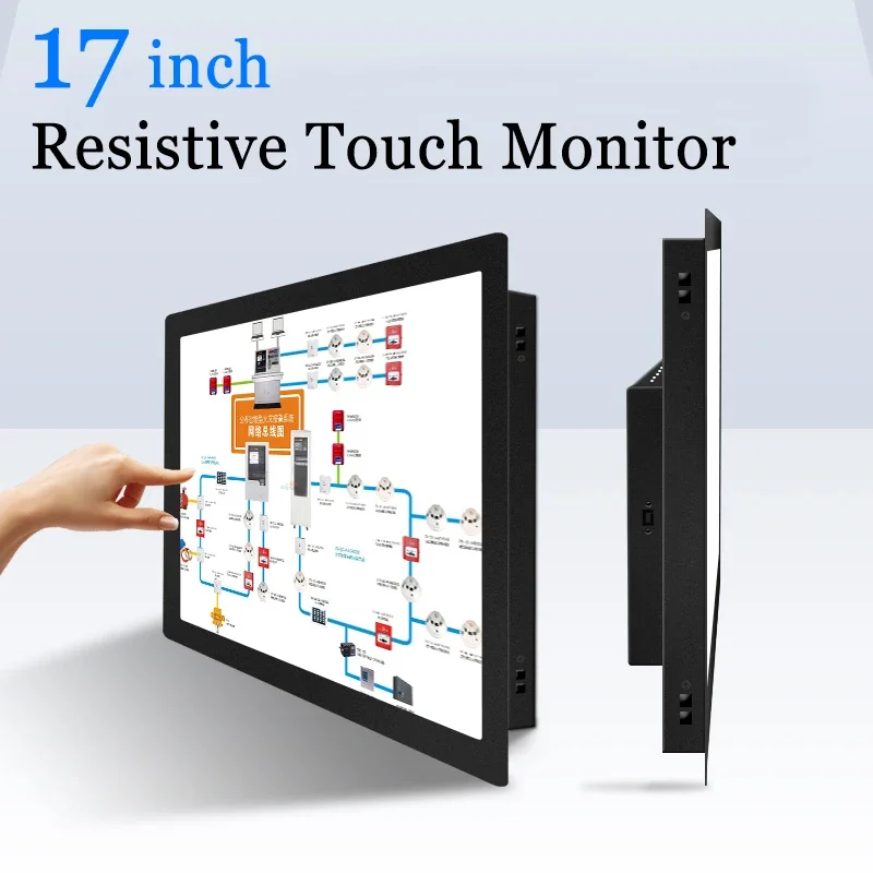 17 inch Touchscreen LCD Monitor Metal Industrial USB Touch Screen PC Computer Monitor With HDMI DVI VGA BNC AV TV
