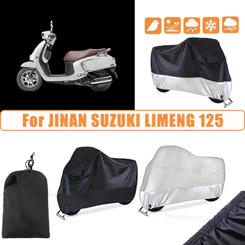 210D Oxford Motorcycle Cover Waterproof All Season UV Protection For JINAN SUZUKI US125 Anti-Tear Windproof Motorbike Cover