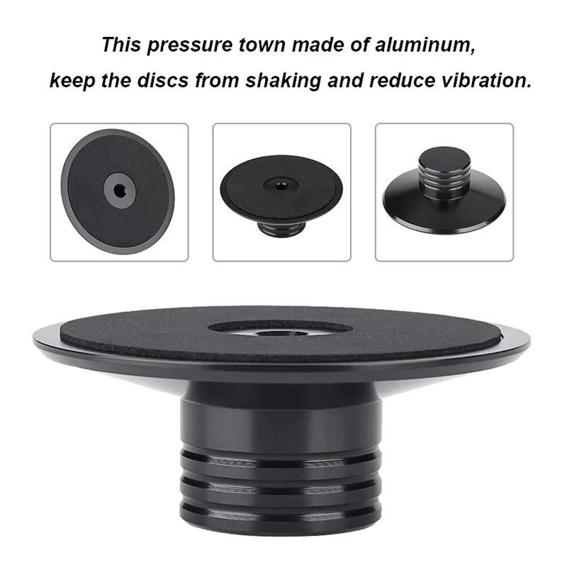 バランスの取れた金属ディスク、ターンテーブルディスクスタビライザー、ウェイトクランプ、黒色のlpビニールレコードプレーヤー