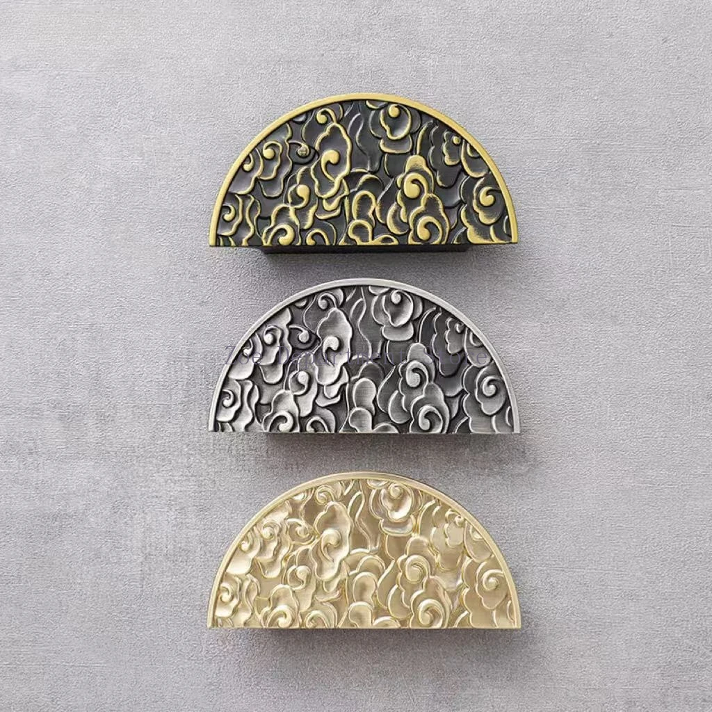 New Chinese Style Auspicious Clouds Furniture Handles Advanced Rounded Wardrobe Cabinet Wine Cabinet TV Cabinet  Handles