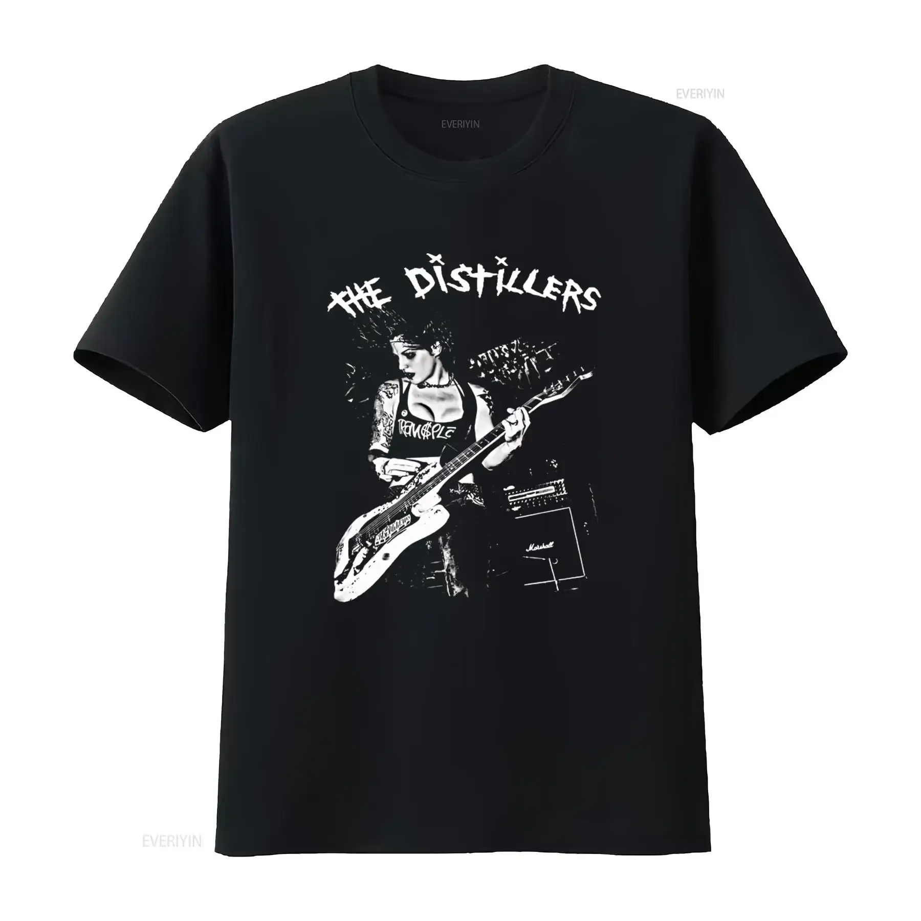 NWT The Distillers Punk Rock Guitarist T Shirt American Folk Entertainment Style vintage Washed Soft Stretched Slightly graphic