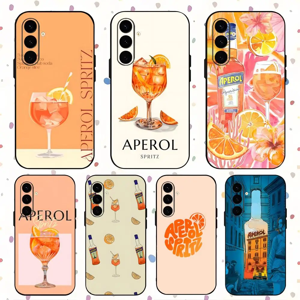 Coque de téléphone Orange Aperol Spritz, étui à la mode pour Samsung Galaxy S25 S24 S23 S22 S21 S20 Plus Ultra Note20, noir souple