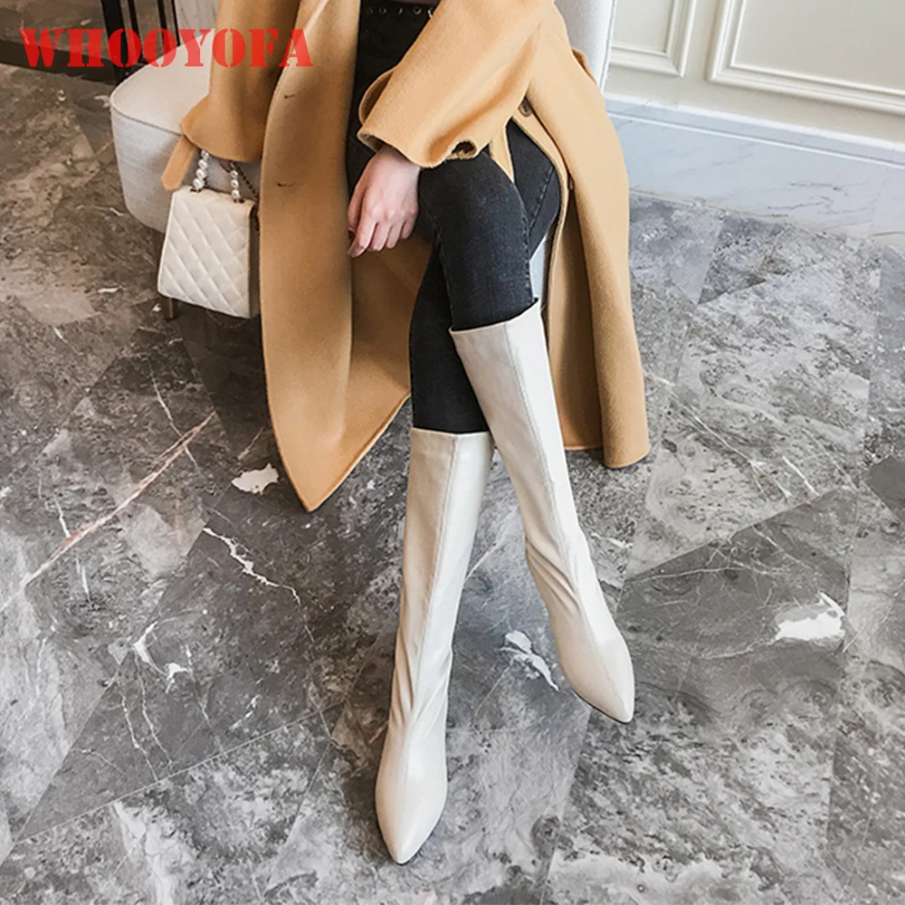 

Совершенно новые удобные бежевые желтые женские сапоги до колена для верховой езды на среднем каблуке, школьная женская обувь, большие размеры 12, 43 45, 48