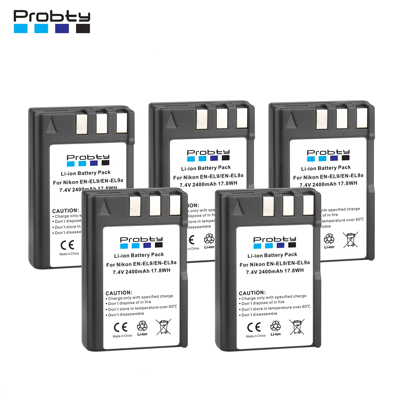 

5 Pcs EN-EL9 EL9a Camera Rechargeable Li-ion Battery For Nikon EN-EL9a D40 D60 D40X D5000 D3000 2400mAh EN EL9 EN EL9a Wholesale