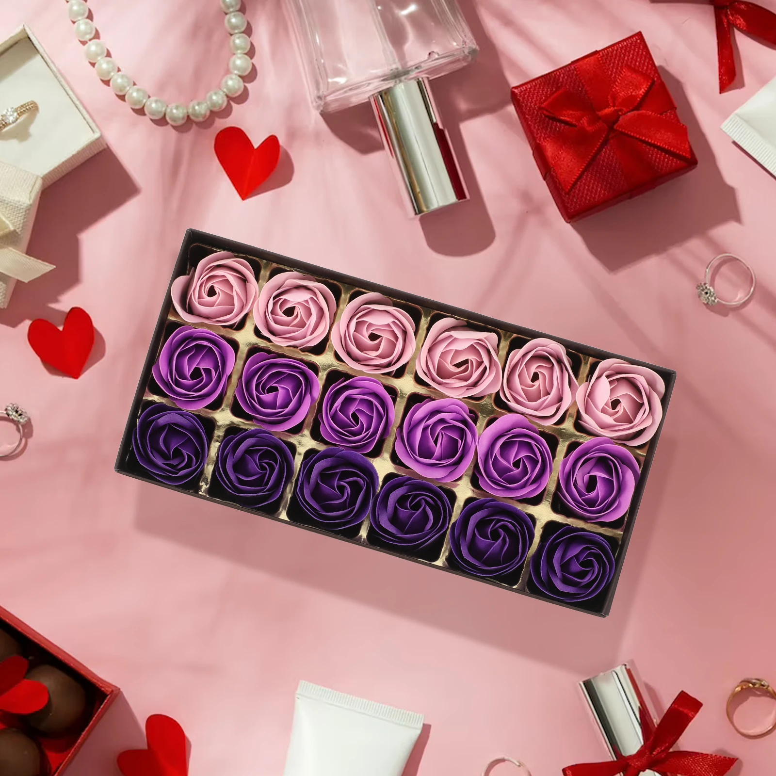 

Artificial Soap Rose ExquisiteRoseSoapDecor Living Room Soap Flower Adornments Valentine Gift Party Props Simulation Petal Box
