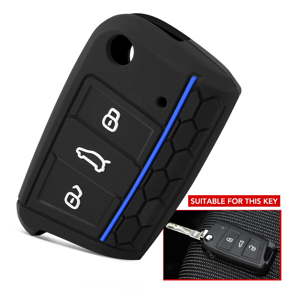 Silicone Key Case Cover For VW Polo Golf 7 Tiguan for Skoda Octavia Kodiaq Karoq for SEAT Ateca Leon Ibiza 2016 2017 2018 2019