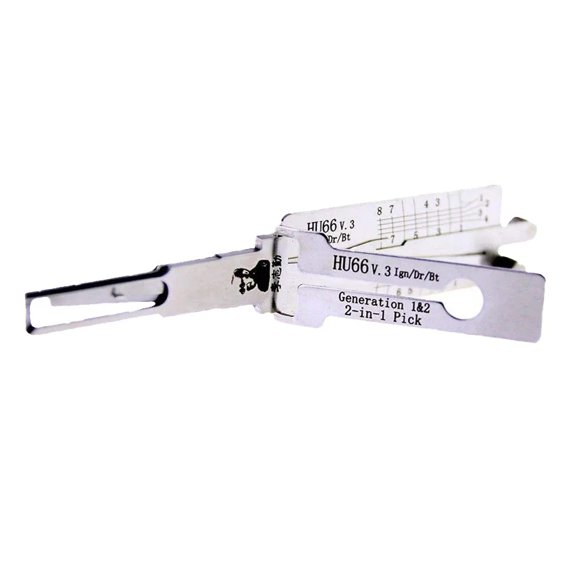 Original Lishi 2 in 1 HU66 V.3 Lock Pick Ignition Decoder Door Lock Opener for VW Skoda Series Models Vertical Milling