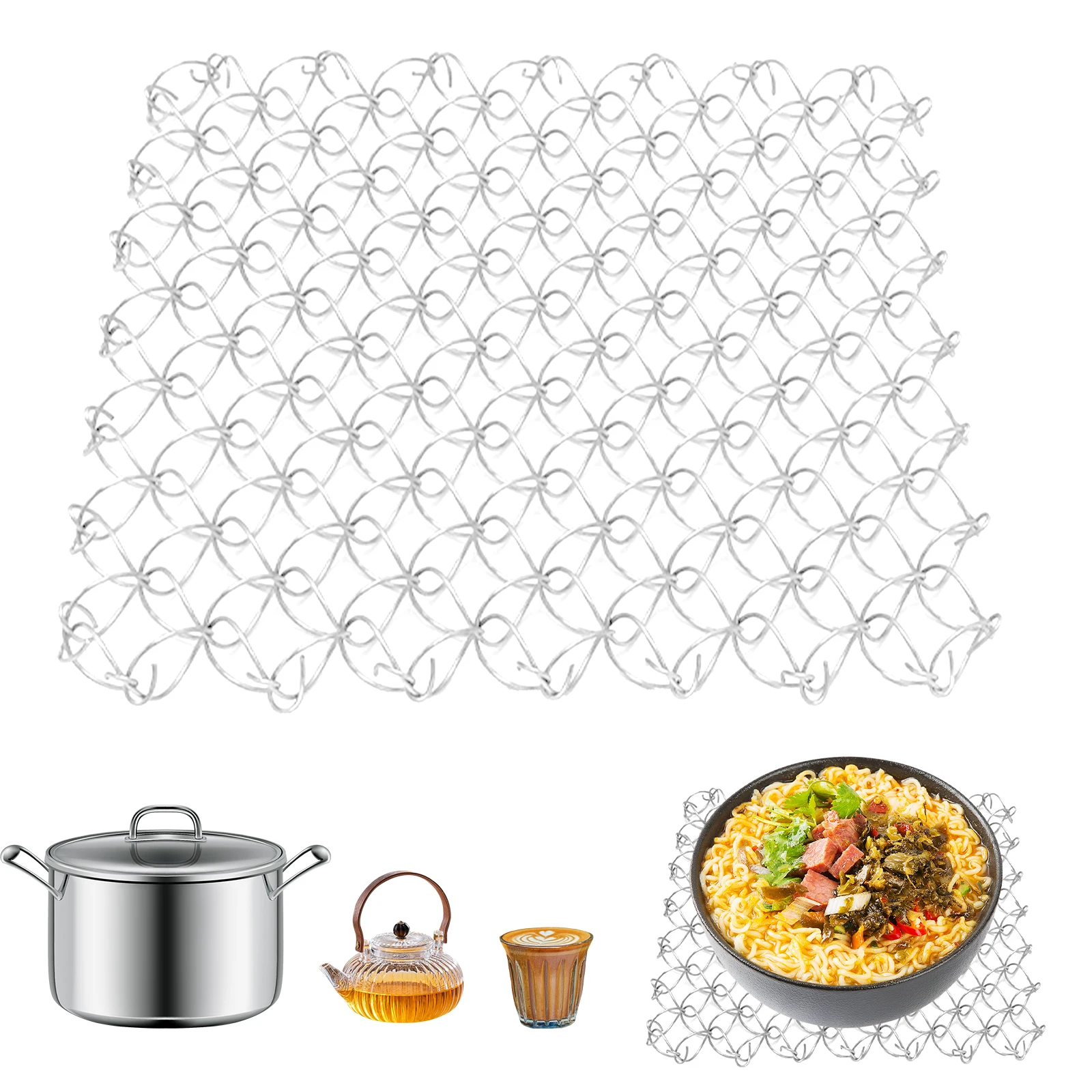 

Spring sand pot mat, cup mat, heat-resistant table mat, camping 304 stainless steel spring mesh insulation mat